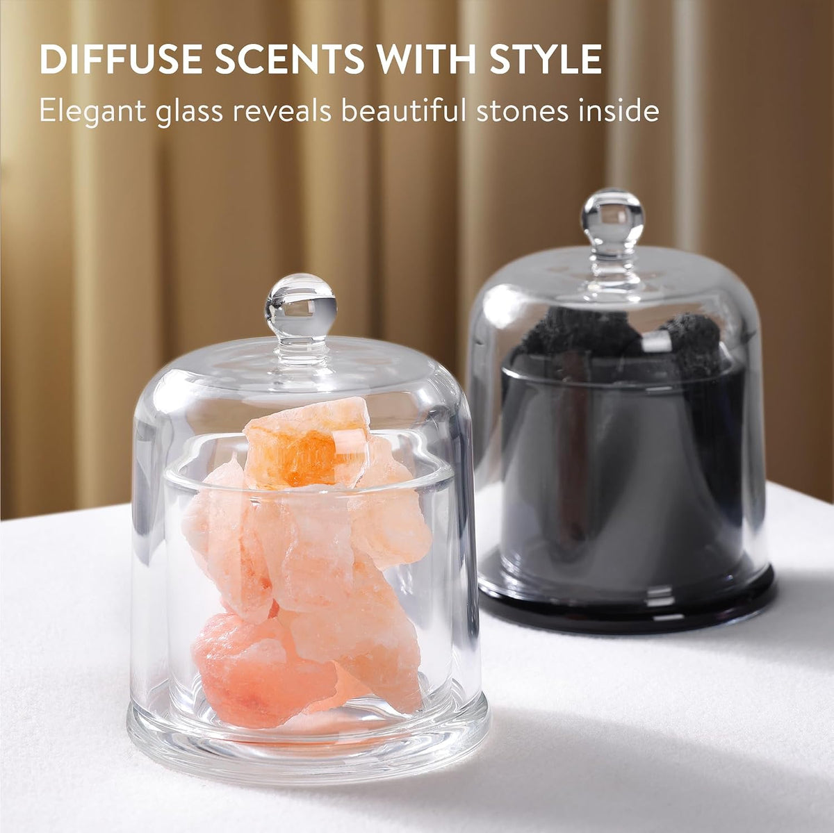 Pink Crystal Himalayan Salt Diffuser – Glass Waterless Diffuser for Essential Oils - No Electricity Portable Aromatherapy - for a Calming Living Space