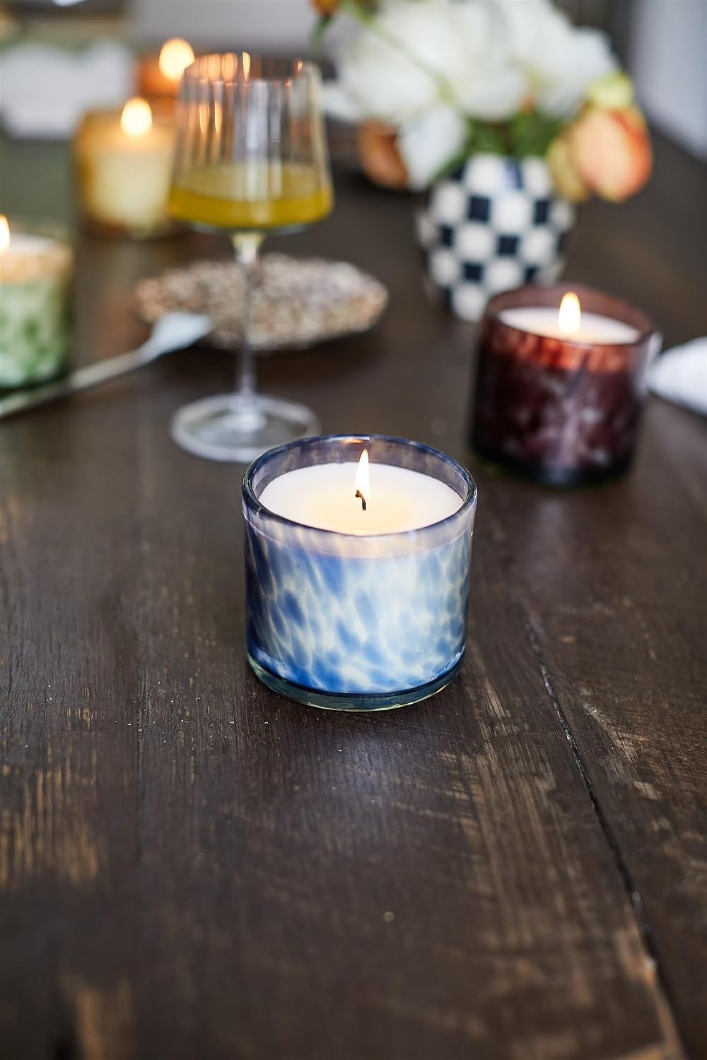 Luxury Candles in Hand-Crafted Artisan Blown Glass Scented Luxe Candle, 8-Ounce, Black Fig