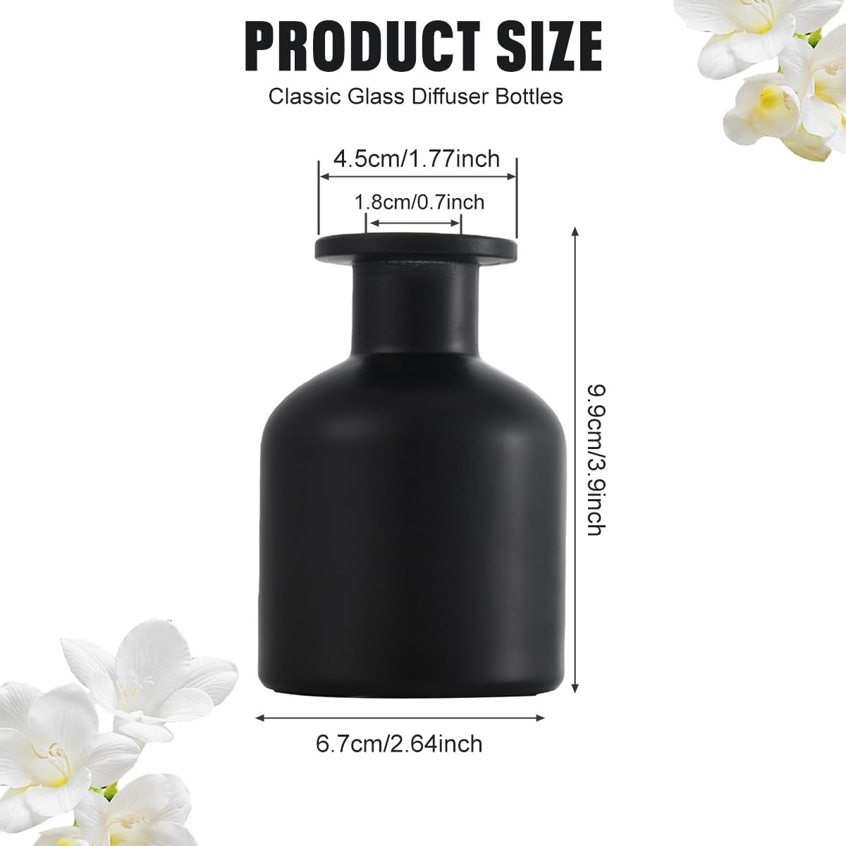 ingle 150ml/5oz Empty Glass Diffuser Bottle (Refillable) — Aromatherapy Storage Container & Accessory, Ideal for DIY Reed Diffuser Refills, Crafts, and Home Decor (Black)