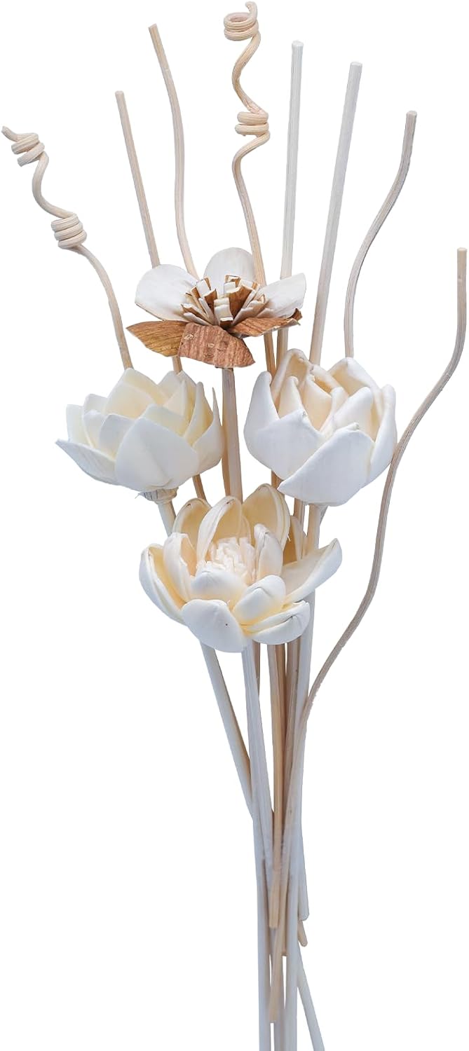 Floral Reed Diffuser Stick Set – Aromatic Diffuser Reeds featuring Realistic Faux Dried Flowers; Ideal for Bathroom Shelves, Offices, and Home Kitchen Decor (Diffuser Bottles Not Included).