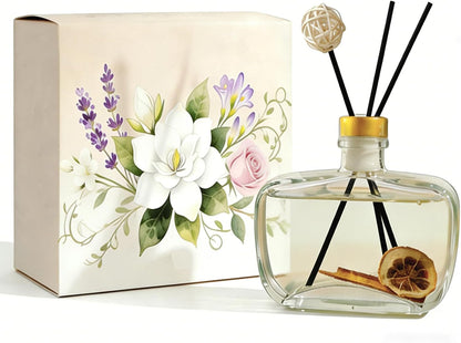 Reed Diffuser Set — Lavender-Scented Flameless Air Freshener (Home Use); 100ml Long-Lasting Essential Oil Diffuser with Natural Reeds (Lemon Scent); Safe, Non-Toxic, and Suitable for Bedrooms, Offices, and Bathrooms