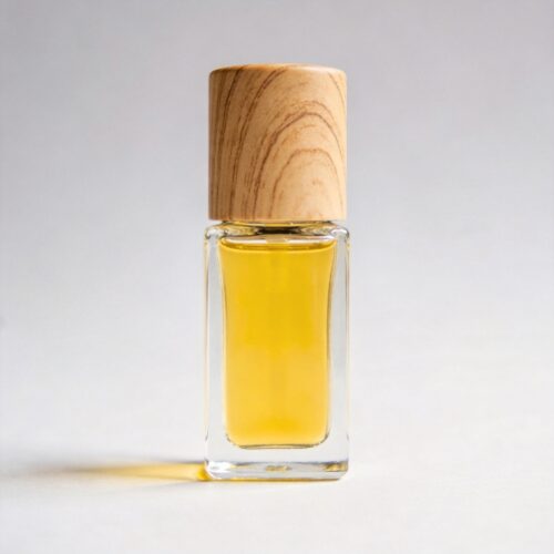 Clear Glass Wooden Cap Essential Oil Bottle