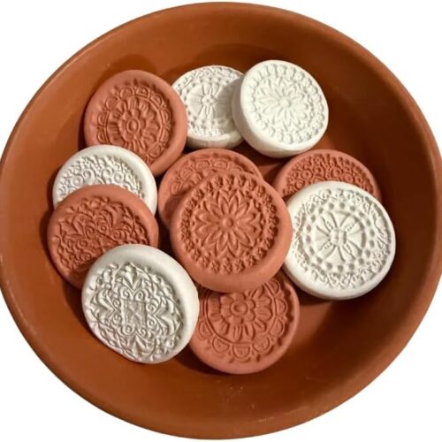 Handmade Terracotta Aroma Stones Set of 12 with Tray