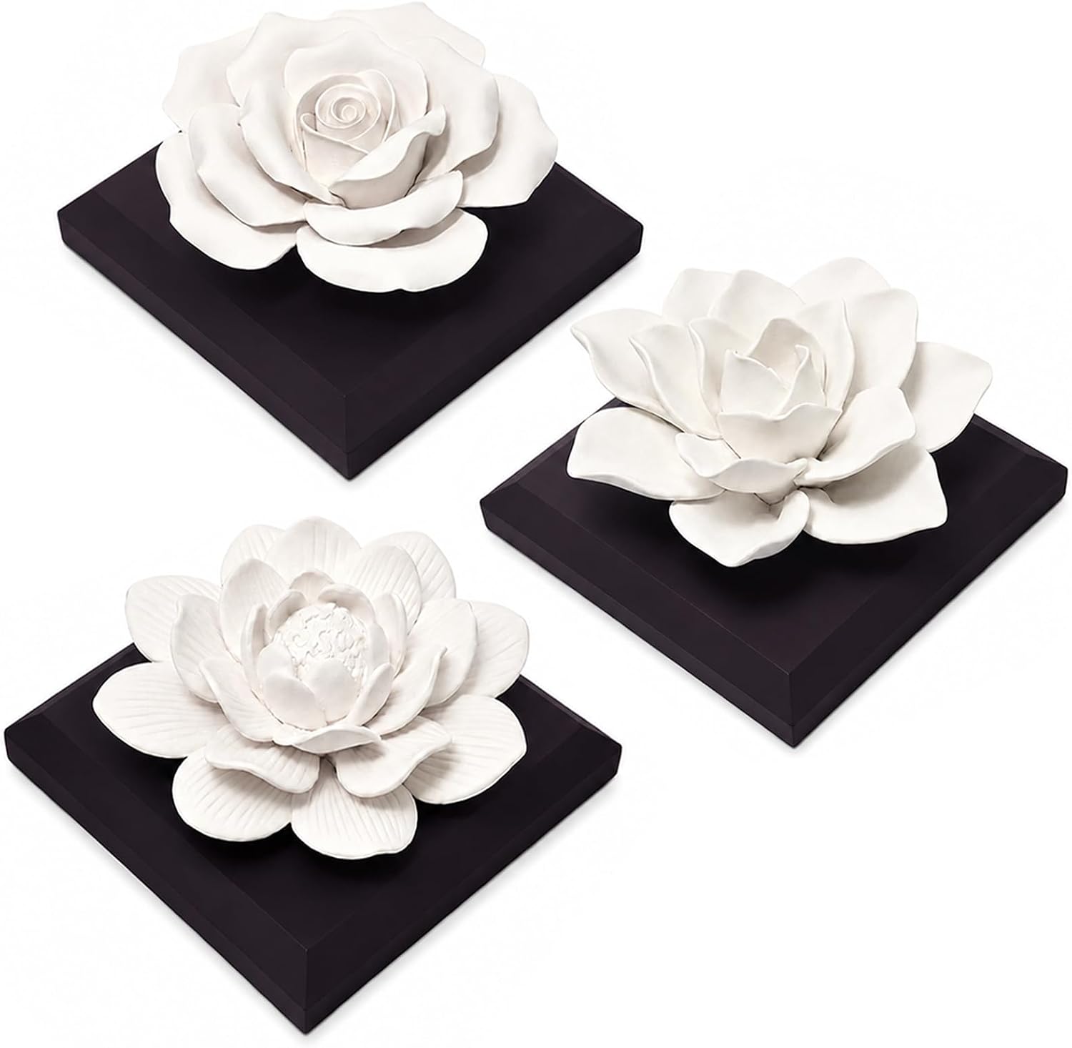 Handmade Ceramic Triple Flower Aroma Stone Set